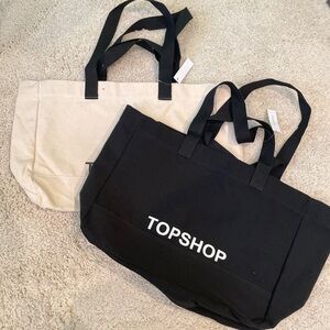 Topshop Black and white canvasTote Bag